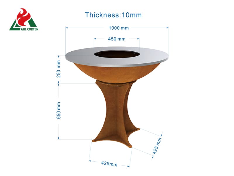 BG6 Corten BBQ Grill Wood Fire Pit Grill For Picnic Factory